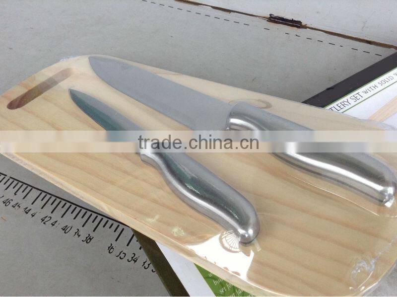 2PC cutlery set with solid wood cutting board