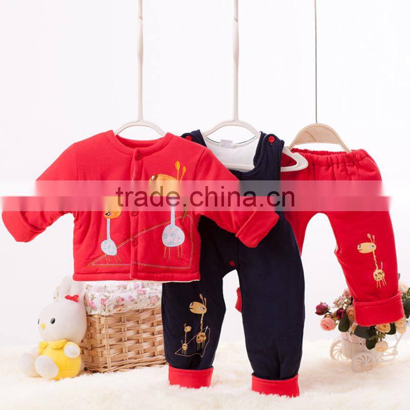 Warm Baby 3pcs Winter Clothes Baby Cute Home Wear Cotton Winter Clothing Sets