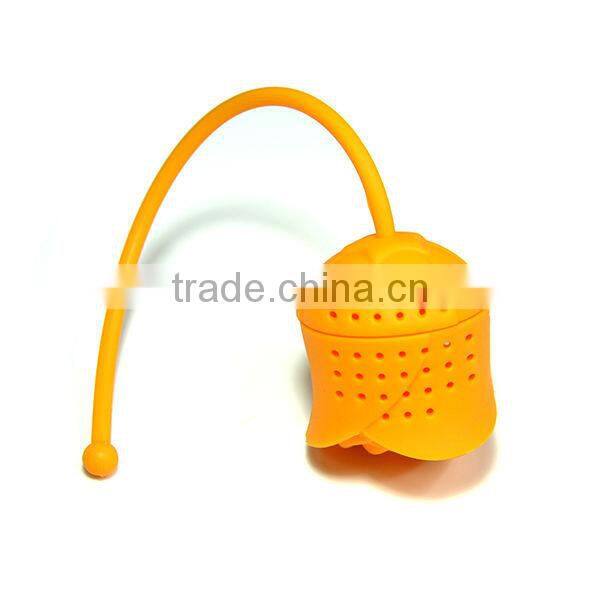 Hot selling promotional gift rose silicone tea bag strainer