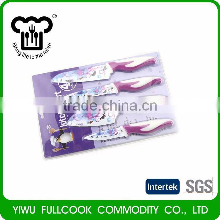 Top fashion custom design flower pttern non-stick kitchen knife set