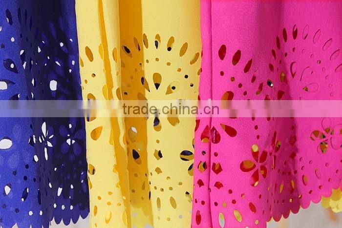 Fashion Sleeveless Tropical Roupas Blusas Femininas 2015 Summer Plum Flower Laser Cutting Chiffon Ladies Blouse Women Tops