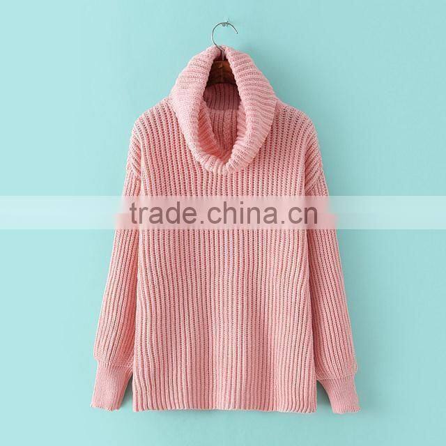 Fashion high quality Long Sleeve turtleneck brown pullover sweaters for women