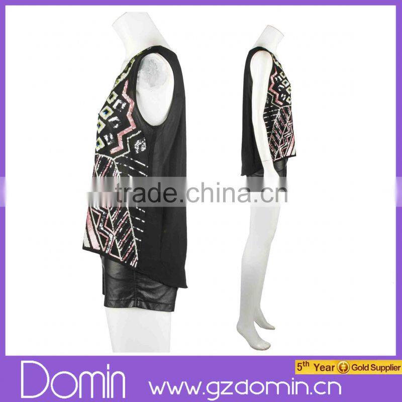 2014 Newest Design Ladies Sleeveless Sequin Tank Tops