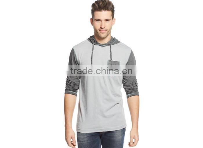 2015 new arrival pullover colorblocked men's hoody with kangaroo pockets