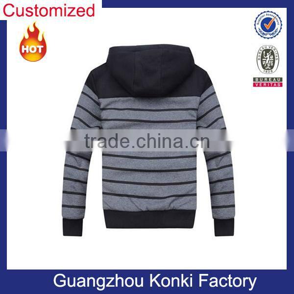 Wholesale strip hoodies with zipper and pockets for men