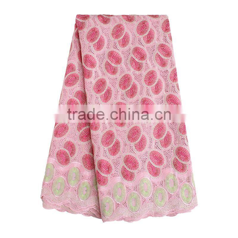 Pink African French Lace Fabrics Bestway Sequin And Beaded Fabric