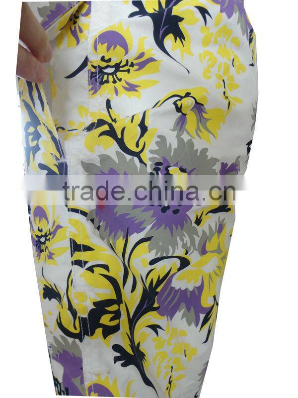 Good quality men printed polyester peach swimwear beach wear