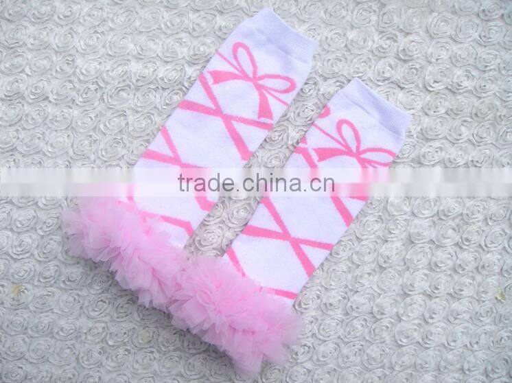 2016 Popular chevron cotton leg warmers with ruffles wholesale kids winter leg warmer