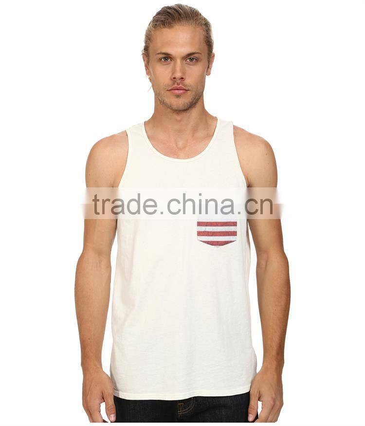 Mens custom bodybuilding stringer vest with pocket