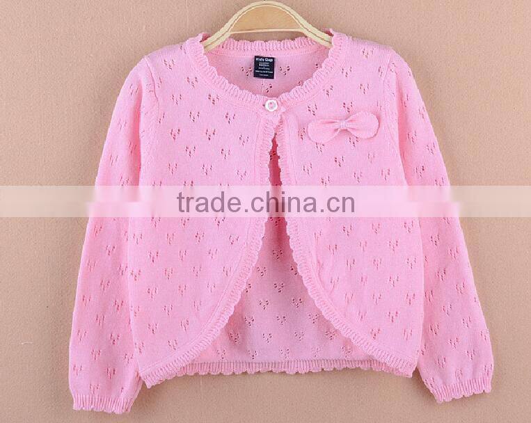 100% cotton fashion crocket kids knit bolero cardigan sweater