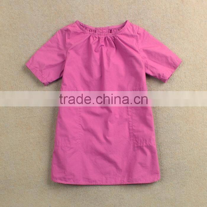 Simple New Design Baby Cotton Dresses Children Plain Red Casual Wear Baby Girls Party Dresses Wholesale
