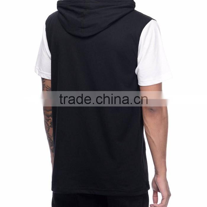 Custom high quality manufacturer 50% cotton 50%polyester mens short sleeve hoodie