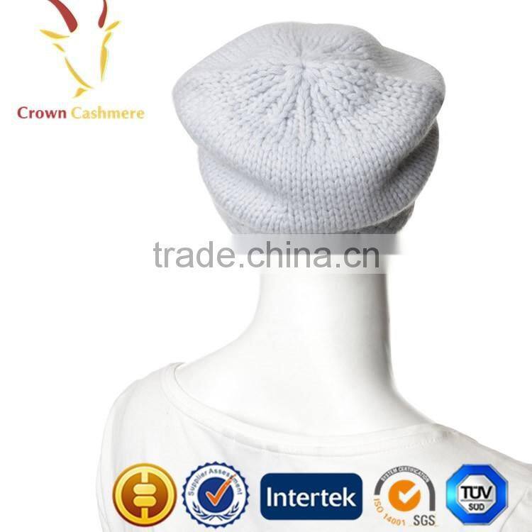 Women Winter Outdoor Knit White Cashmere Beabie Hat Cap