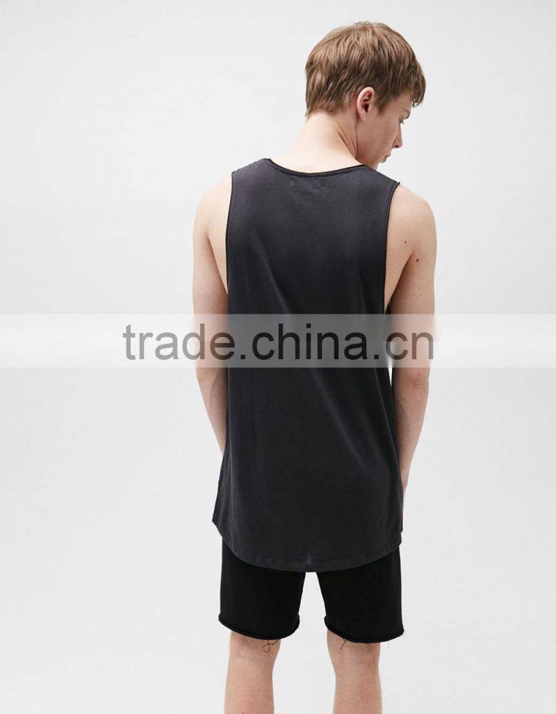 2017 custom new design sleeveless plain cotton t shirt men