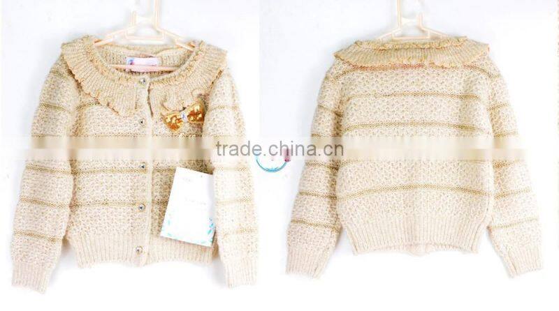 cashmere child sweater with flower crochet neck