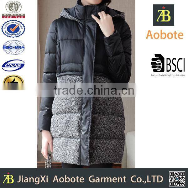 2015 Women 100% Polyester Long Joint Duck Down Jacket