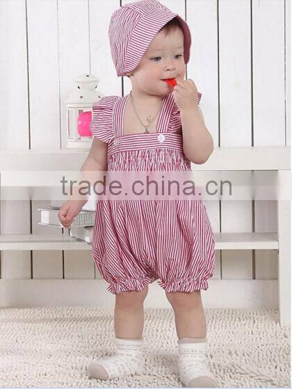 custom high quality baby clothes romper summer striped shoulder adjustable baby girl romper