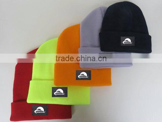 snowboard beanie various neon colors custom woven label knitted beanie