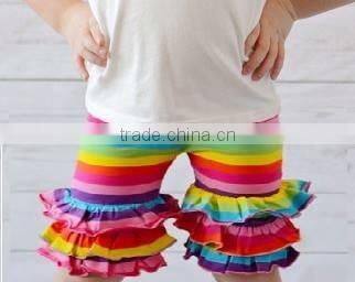 2017 children's clothing kids cotton ruffle shorts girls rainbow colorful shorts sew sassy icing legging