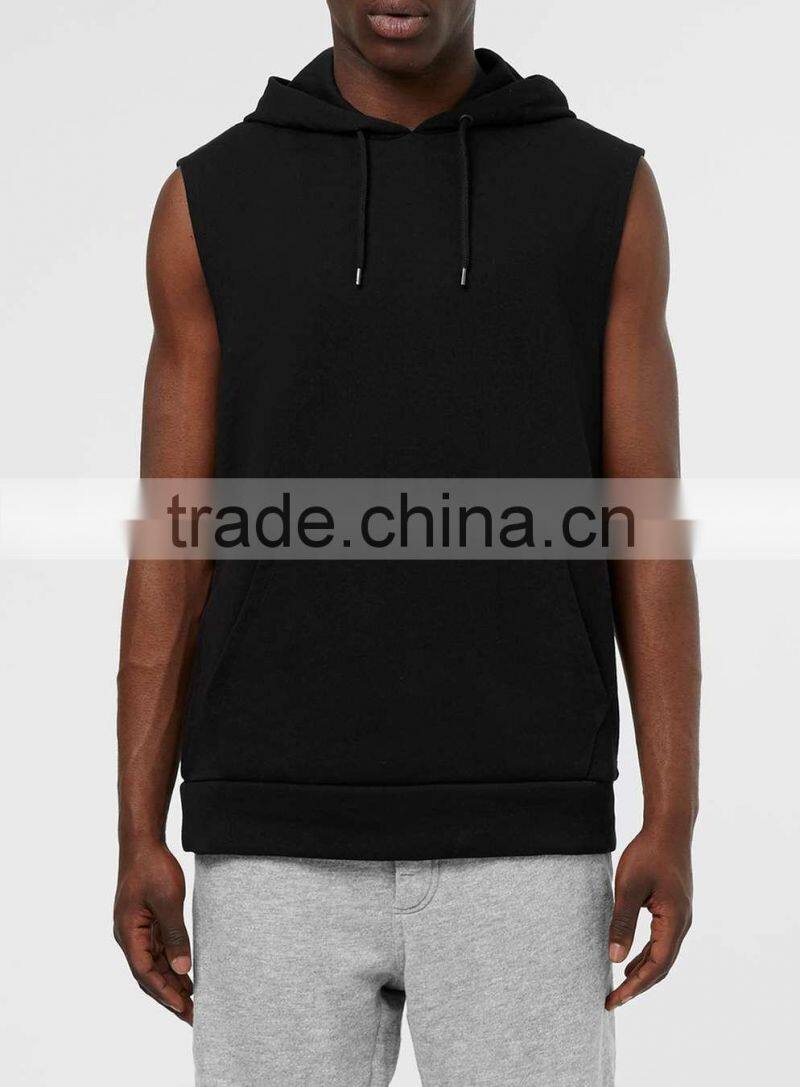 100%Cotton new arrival blank sleeveless hoodies men sleeveless hoodie 2016