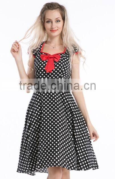 Women's Vintage Rockabilly Swing 1950's Evening Party Dress with Belt