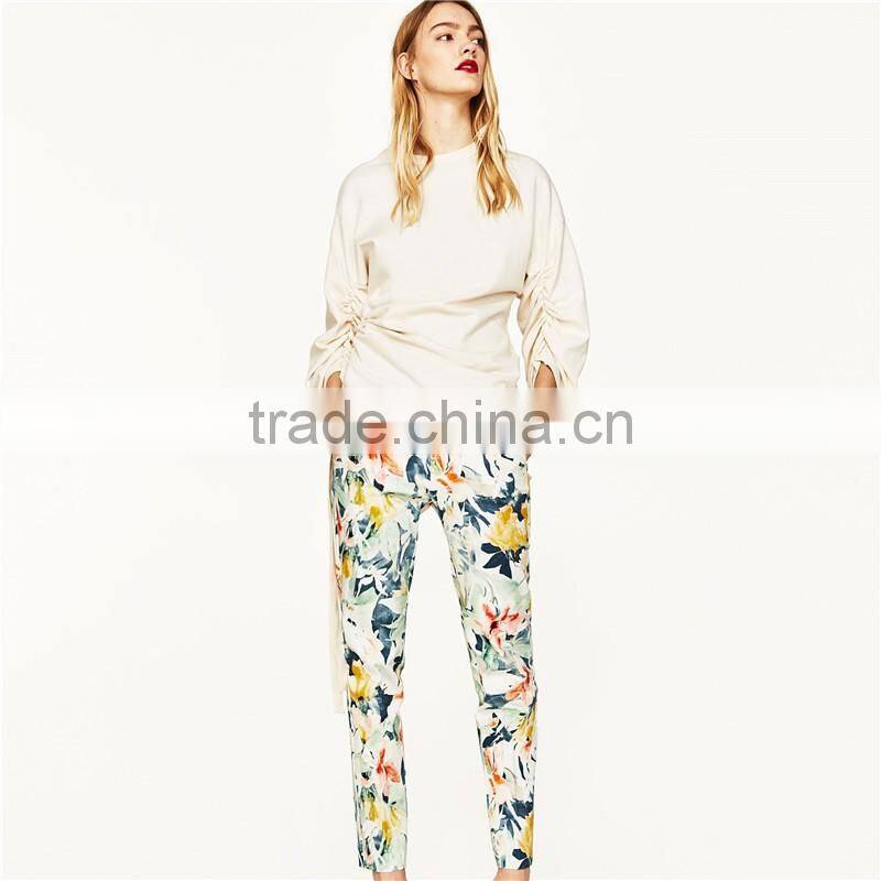 Custom Design Female Fitted Cotton Multicoloured Floral Dress Pants