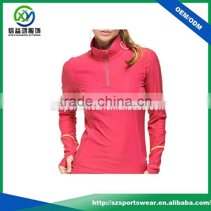 Whole red 1/4 zipper thumb hole cuffs high quality Pullover, dry fit hoodies in sale