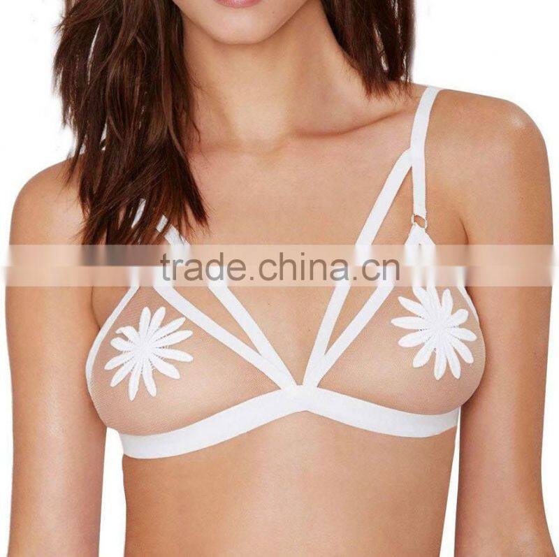 Lace & Polyester Bra Top,wire free sexy bra top