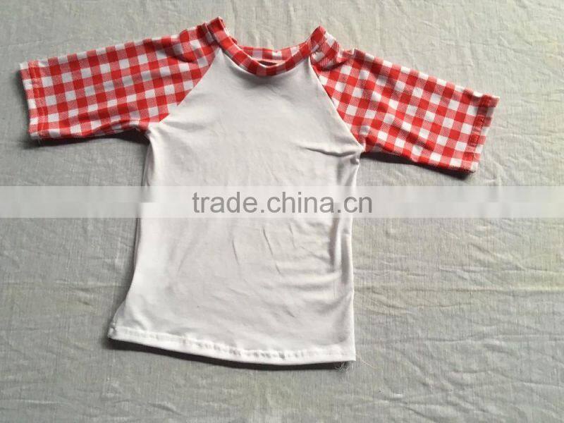 2017 Summer Baby Girls Cute Clothes Kids Girls Beautiful Grid Raglan T-shirt Toddler Girls Short Sleeves Shirts