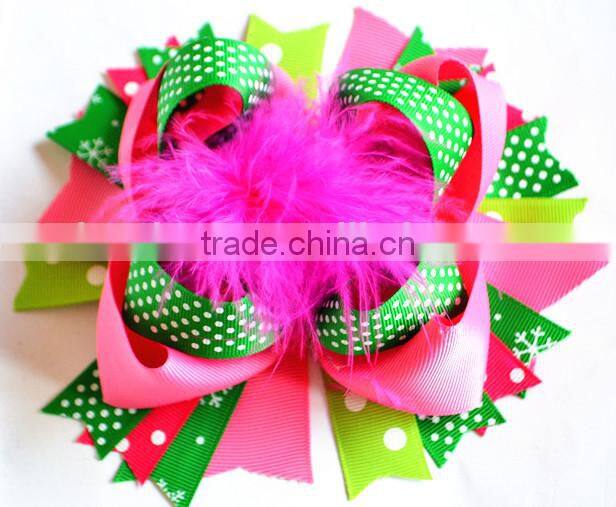 2014 christmas hair bow for kids, baby christmas hair bows