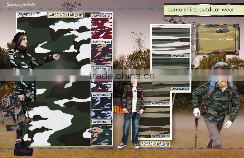 100% cotton outdoor wear camo casual shirts