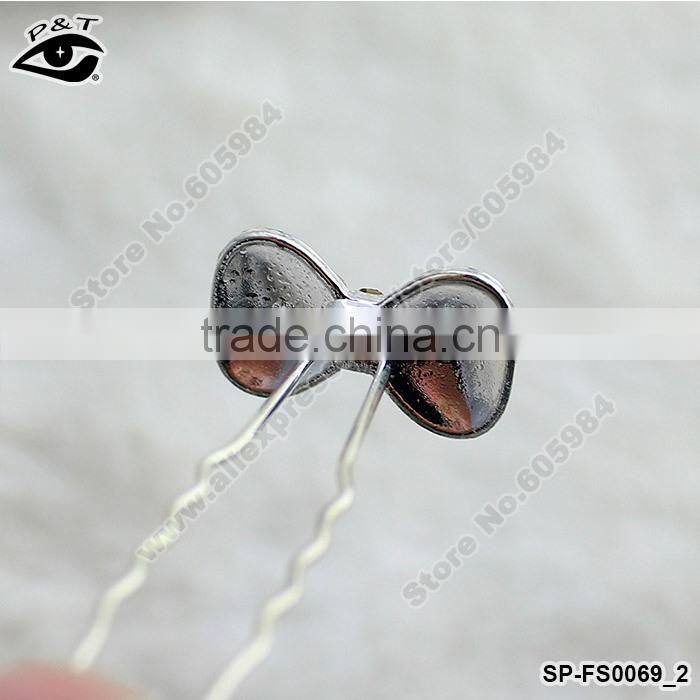 Trendy Crystal Bow Hair Pin Rhinestones Hair Sticks Women Wedding Jewelry Hair Styling 6.5CM