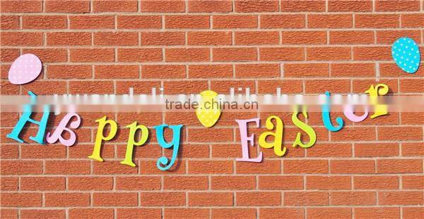 Happy Easterdecoration Felt Bunting Garland Banner Eggs handmade felt ornaments