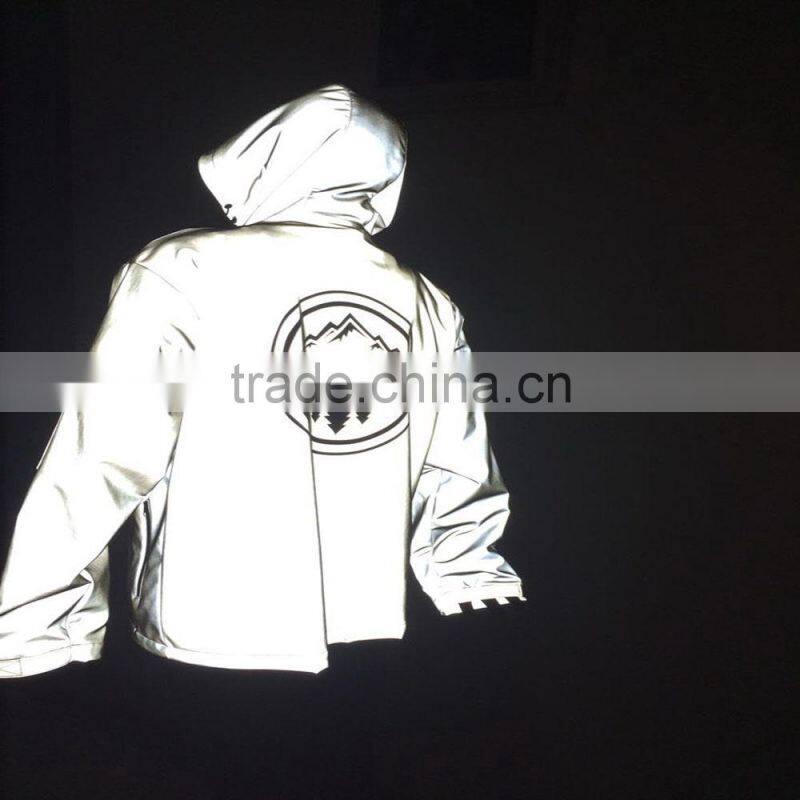 waterproof 3m safety breathe mesh lining shiny nylon reflective jackets for autumn running
