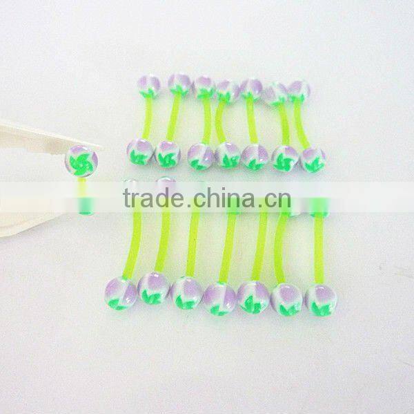 hot printed windmill acrylic ball EBA shaft flexible tongue piercing body jewelry