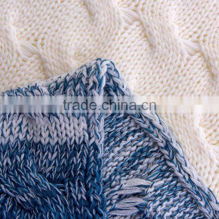 Wholesale 100% acrylic cheap fashion knit plaid travel blanket