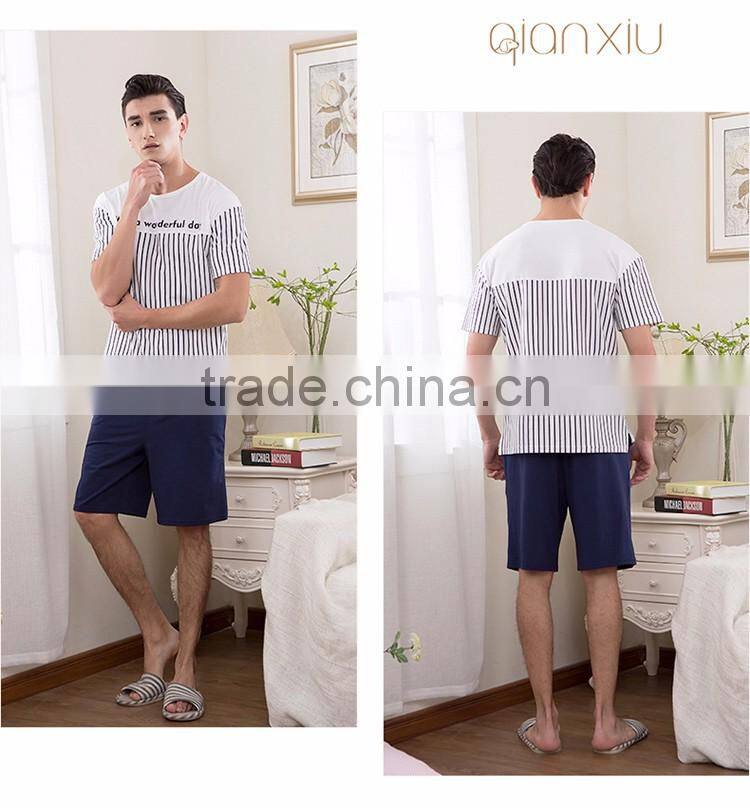Competitive price Qianxiu men summer onesie fashion cotton sleepwear pajamas