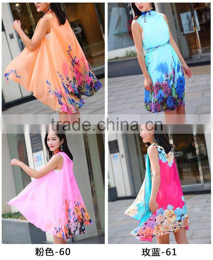 women summer sleeveless tops ladies plus size print floral kimono sexy S63034