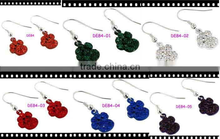 Silver Tone/Blue Crystal/Petite Paw Print//Fish Hook Style/0.75" Drop Earrings