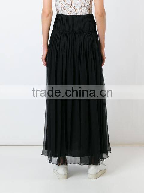 Custom Women 100% Silk Black Pleated Skirts,Fashion Summer Clothes Silk Pleated Skirts For Women