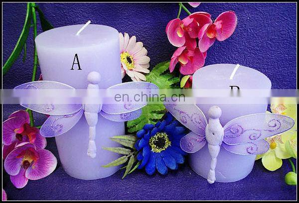 Blue Nylon butterfly bulk pillar candle for home decoration