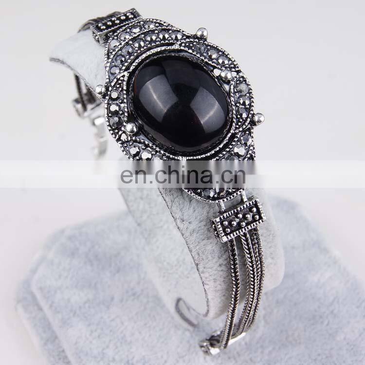 Retro exaggerated alloy multicolor gemstone bracelet, Enamel fashion jewelry bracelets, Onyx Bracelet