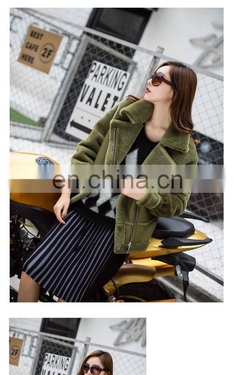 2016 Fashionable Women Genuine Sheep Fleece Jacket