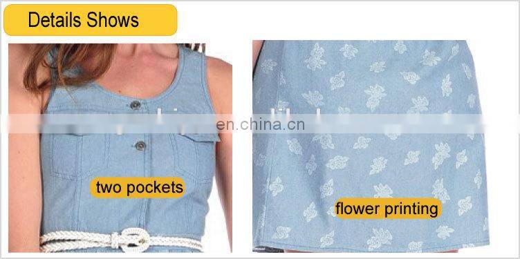 summer style sleeveless ladies denim dress