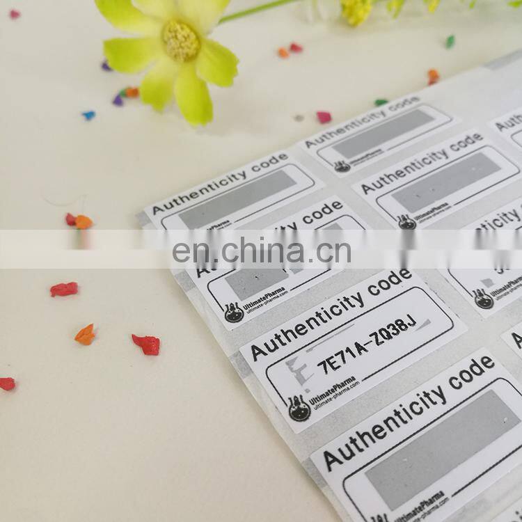 Wholesale custom scraped authenticity code adhesive stickers paper sticker with cheap price