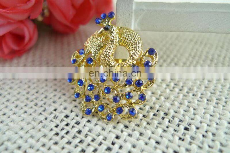 2015 peacock design rhinestone brooch with pin for decoration