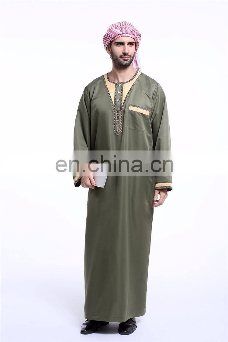 2017 EID Muslim wear men Abaya chothes for prey Men maxi thobe for islamic