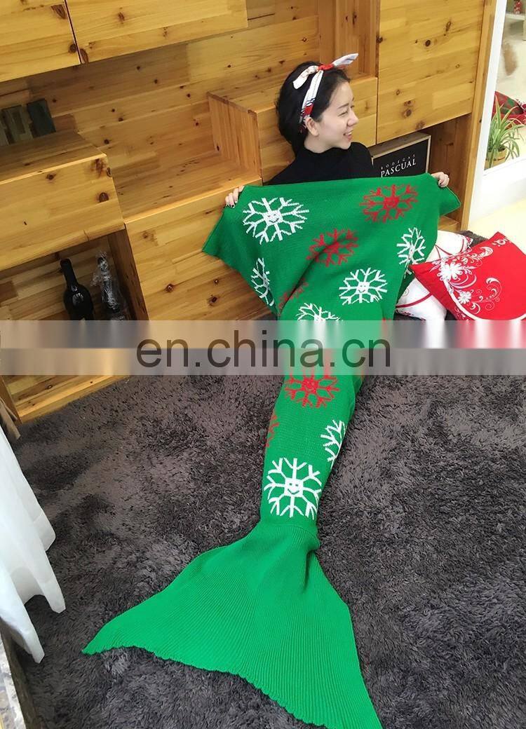 Popular warm soft mermaid tail blanket in winter handmade Christmas gift knitted throw comfortable sleeping bags mermaid blanket