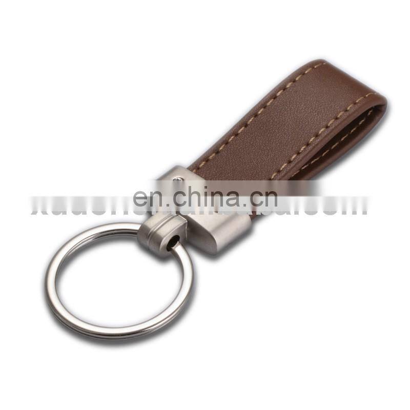 New Fashion Brown Leather Strap metal keychain