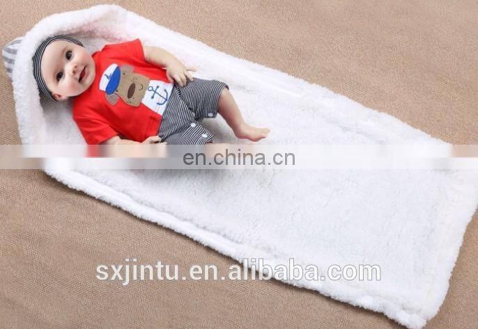Amazon New 100%cotton and Sherpa  Newborn Baby Wrap  Infant Swaddle Blanket  Custom your logo